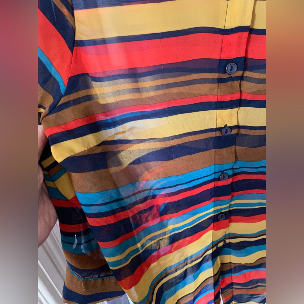 Sheer vibrant striped top m - Picture 5 of 8